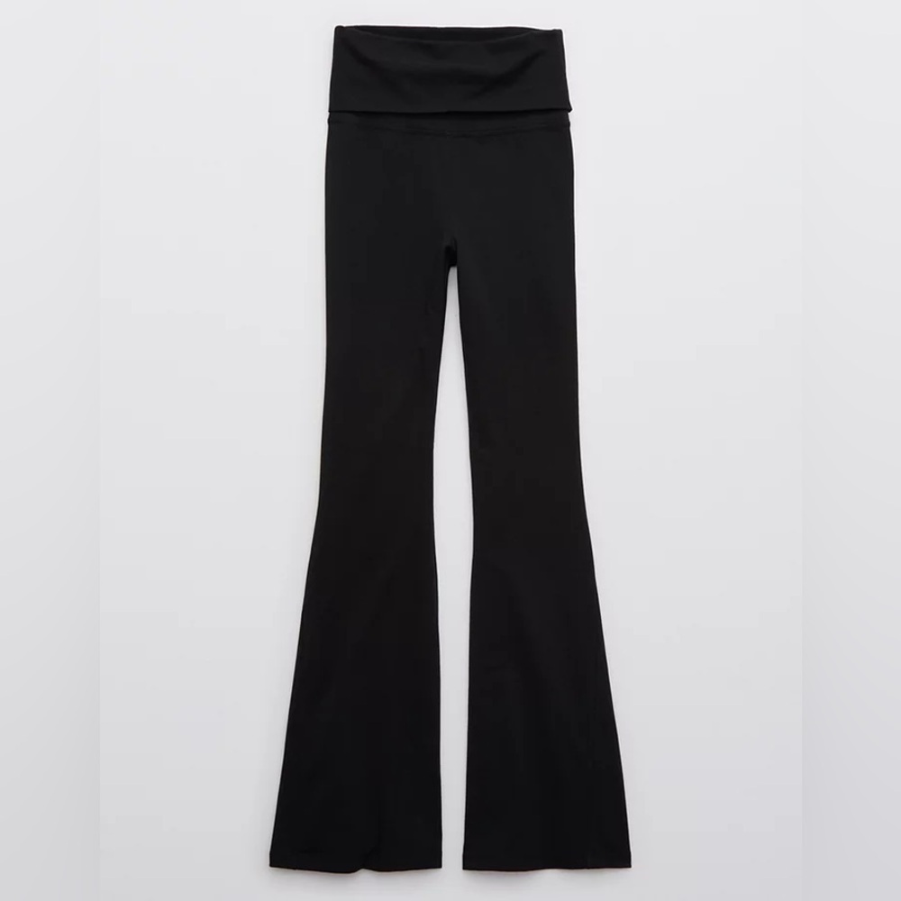 NWT OFFLINE By Aerie OG Foldover High Waisted Super Flare Legging - BLK, SMALL